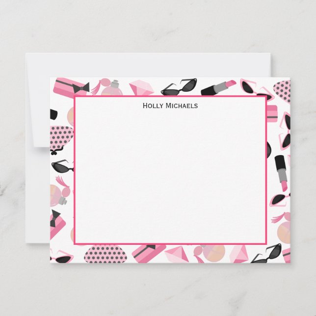 Purses Perfume & Lipstick Flat Notecards (Front)