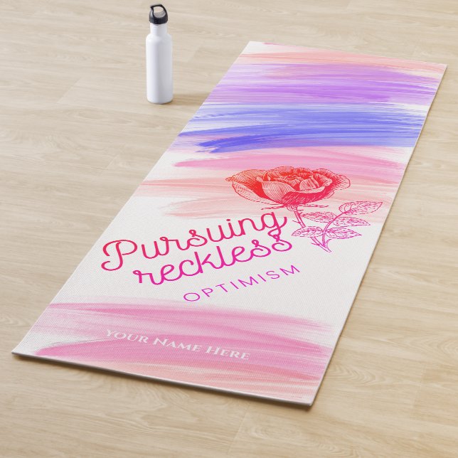 Pursuing reckless optimism Brush Stroke Rose Yoga Mat (In Situ)