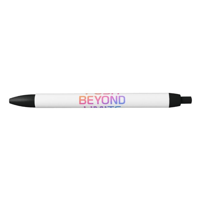 Push Beyond Limits – Motivational Gradient Text  Black Ink Pen (Front)