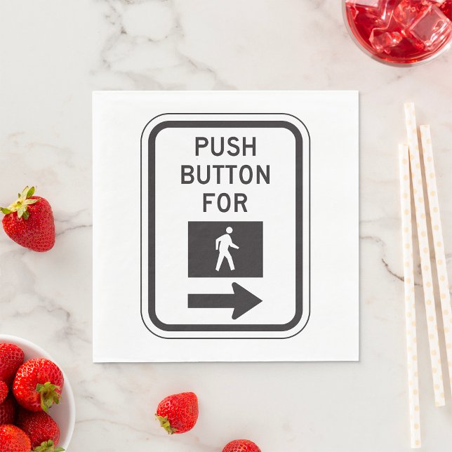Push Button For Walk Pedestrian Crossing Sign  Napkin (Creator Uploaded)