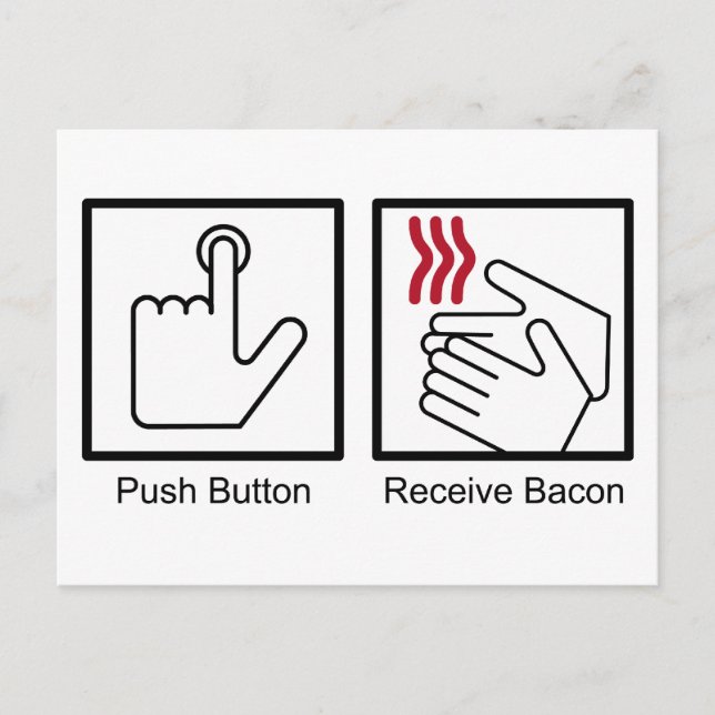 Push Button, Receive Bacon - Bacon Dispenser Postcard (Front)