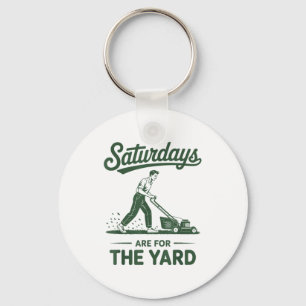Push Lawn Mower Dad Saturdays Are For The Yard Mow Keychain