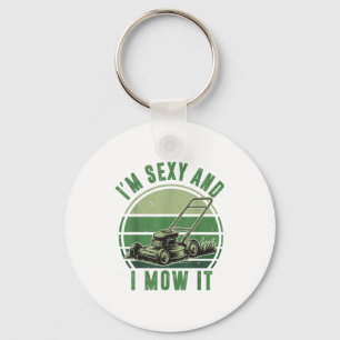 Push Lawn Mower I'm Y And I Mow It Funny Mowing Da Keychain