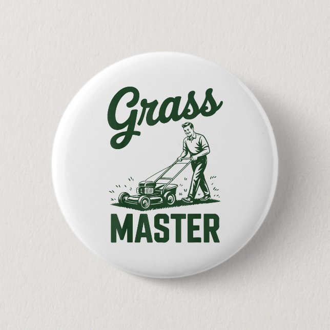 Push Lawn Mower Legend Gr Master Dad Funny Mowing  2 Inch Round Button (Front)