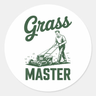 Push Lawn Mower Legend Gr Master Dad Funny Mowing  Classic Round Sticker