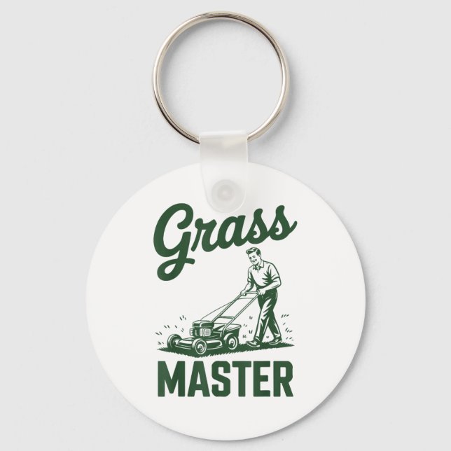 Push Lawn Mower Legend Gr Master Dad Funny Mowing  Keychain (Front)