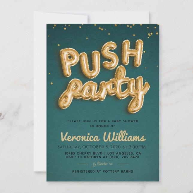 Push Party tendance Baby shower moderne Invitation (Devant)