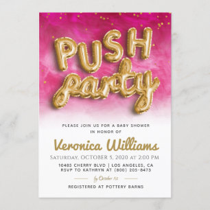 Push Party tendance Baby shower moderne Invitation