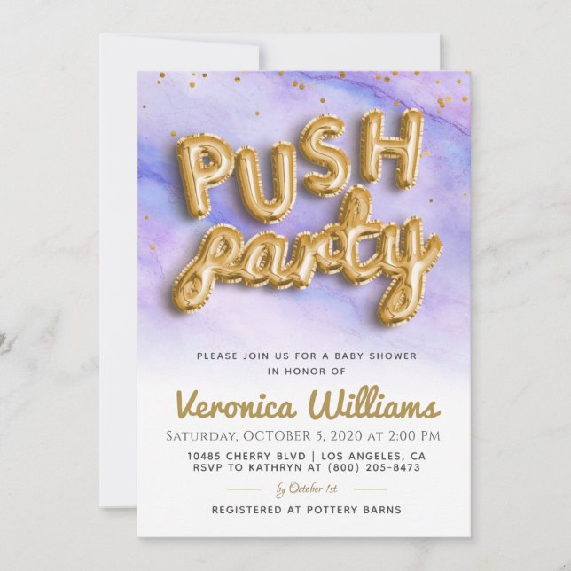 Push Party tendance Baby shower moderne Invitation (Devant)