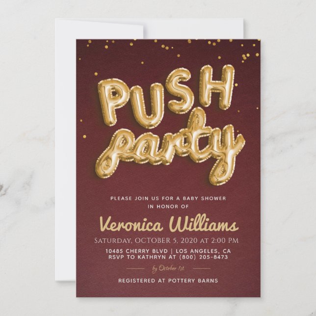 Push Party tendance Baby shower moderne Invitation (Devant)