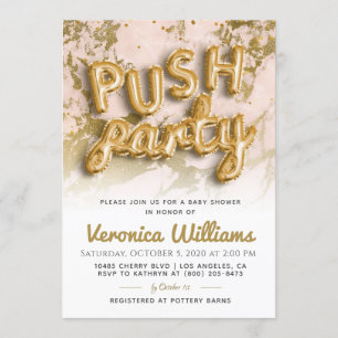 Push Party Trendy Modern Baby Shower Invitation
