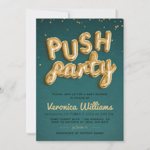 Push Party Trendy Modern Baby Shower Invitation
