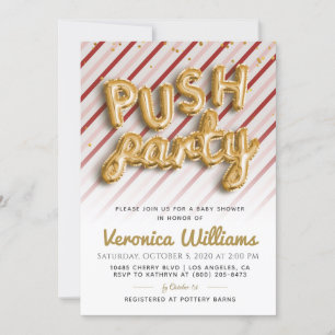Push Party Trendy Modern Baby Shower Invitation