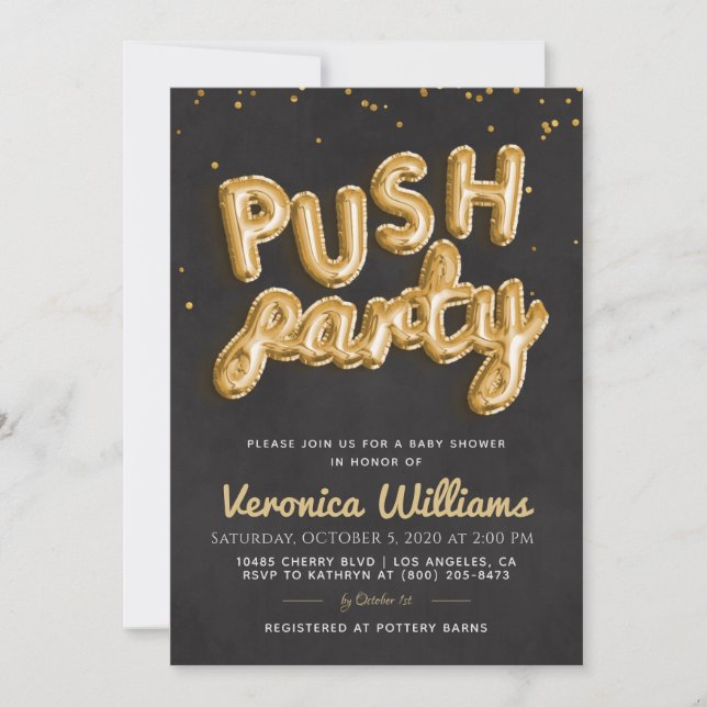 Push Party Trendy Modern Baby Shower Invitation (Front)