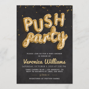 Push Party Trendy Modern Baby Shower Invitation
