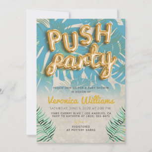 Push Party Trendy Modern Baby Shower Invitation