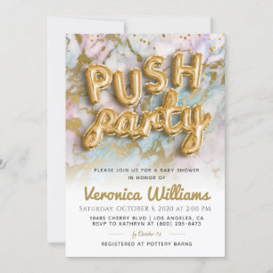 Push Party Trendy Modern Baby Shower Invitation