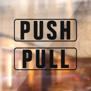 Push Pull Enter Exit Glass Door Window Cling