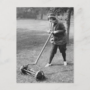 Push Reel Mower, 1910s Postcard