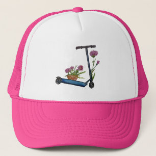 Push Scooter & Fleurs Casquette d'aquarelle
