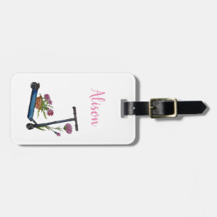 Push Scooter & Flowers Watercolor Art Luggage Tag
