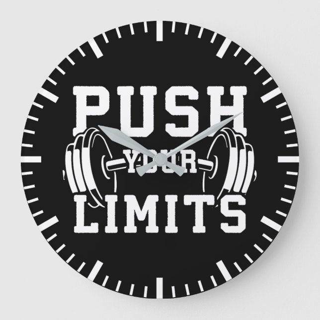 Push Your Limits - Gym Workout Motivation Large Clock (Front)