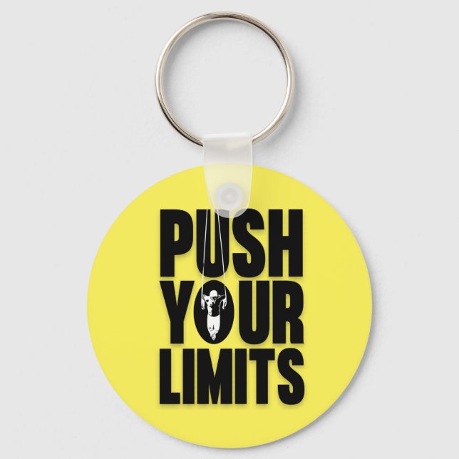 Push Your Limits Man pushing with TRX Keychain (Front)