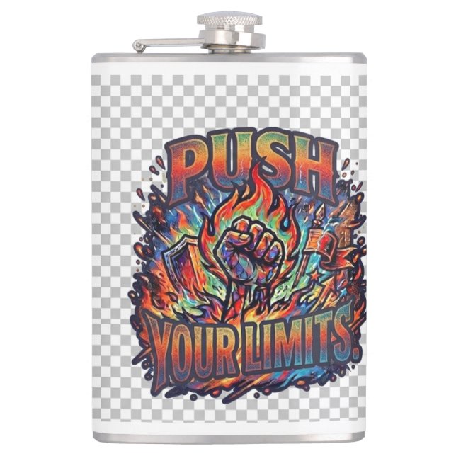 Push Your Limits.T-Shirt Hip Flask (Front)