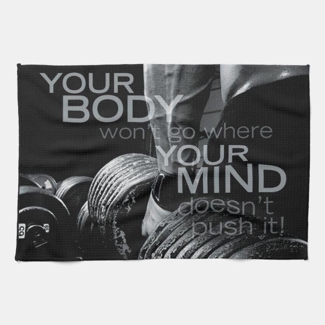 Push Your Mind and Body - Workout Motivational Kitchen Towel (Horizontal)