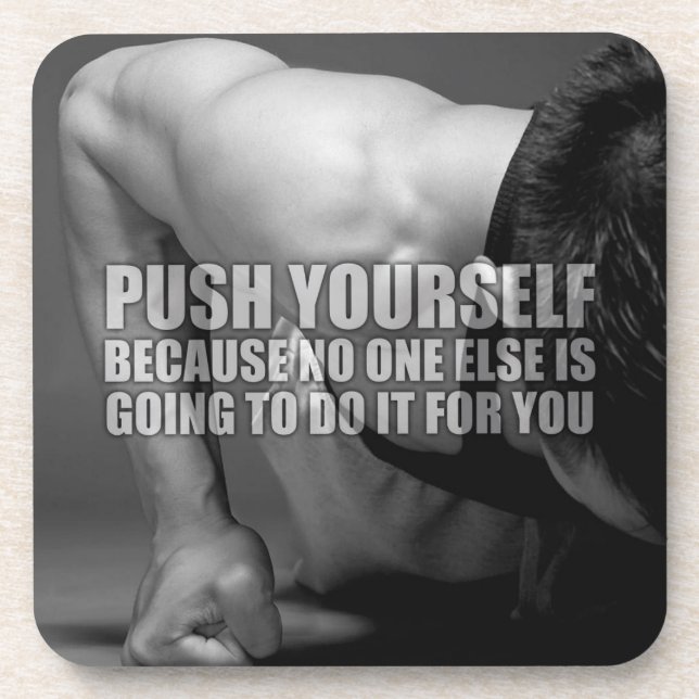 Push Yourself - Workout Motivational Coaster (Front)