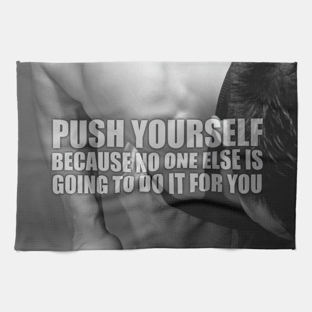 Push Yourself - Workout Motivational Kitchen Towel (Horizontal)