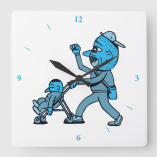 Pushchair Baby Square Wall Clock