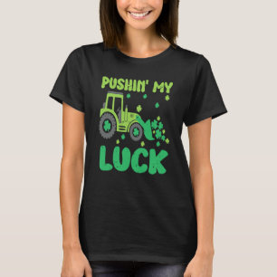 Pushing My Lucky Tractor St Patrick's Day Shamrock T-Shirt