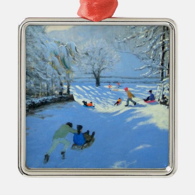 Pushing the Sledge Youlgreave Metal Ornament (Front)