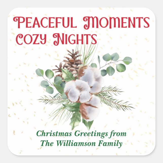 Pussy Willow Catkin Bouquet Christmas Square Sticker (Front)