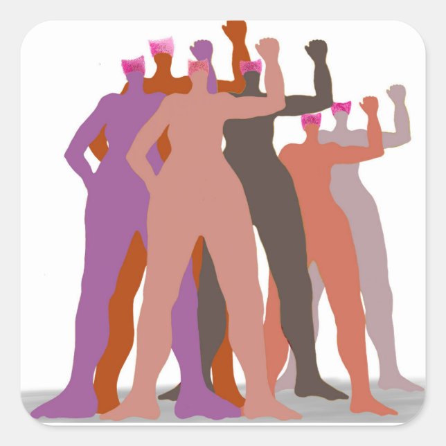"Pussyhats stand together" Square Sticker (Front)