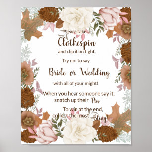 Put a Clothes Pin Boho Autumn Shower Game Sign