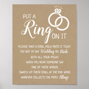 Put a Ring on it bridal shower wedding game sign