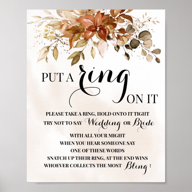 Put a Ring on it Fall Bridal Shower game sign (Front)
