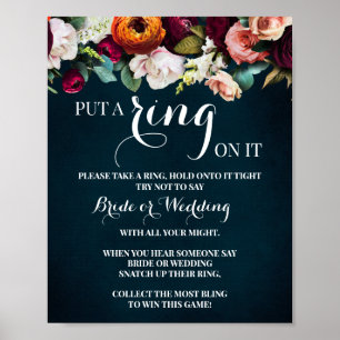 Put a Ring on it Wine Navy Bridal Shower Game sign