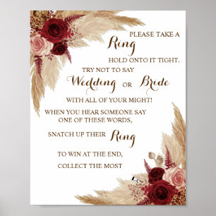 Put a Ring on Pampas Bridal Shower Game Sign