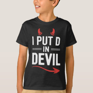 Put D in Devil Funny Halloween Matching Couple T-Shirt