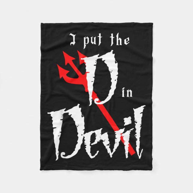 Put D in Devil Halloween Matching Couple Boyfriend Fleece Blanket (Front)