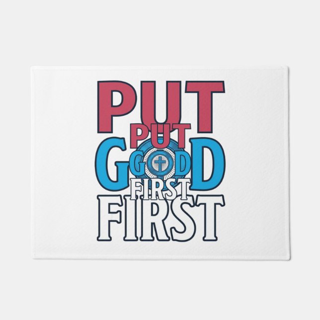 Put God First Christian Quote Vector Doormat (Front)