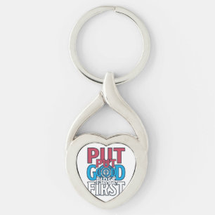 Put God First Christian Quote Vector Keychain