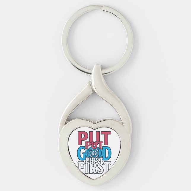 Put God First Christian Quote Vector Keychain (Front)