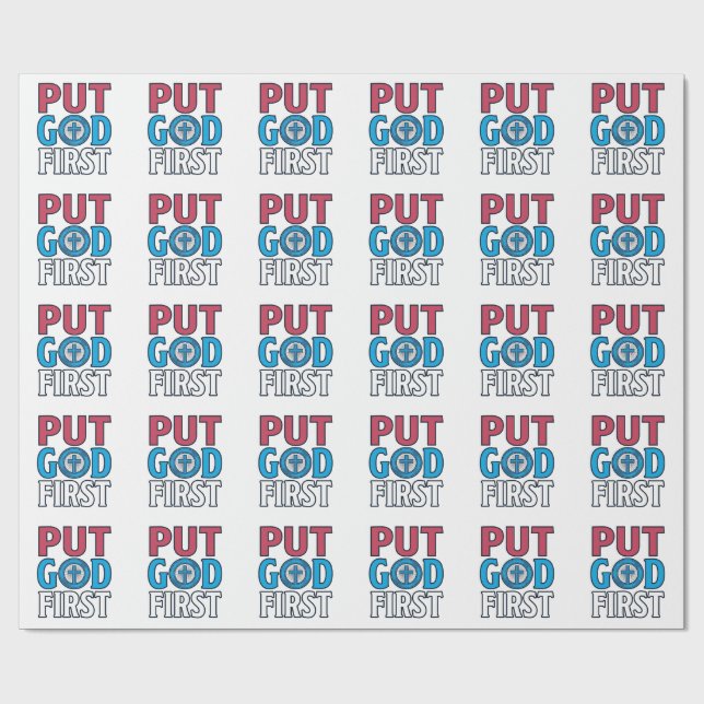 Put God First Christian Quote Vector Wrapping Paper (Flat)