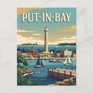Put-in-Bay Ohio Lake Erie Vintage Travel Poster Postcard