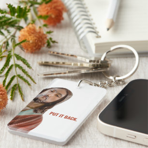Put It Back Funny Jesus On White background Keychain