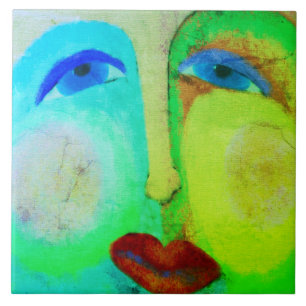 Put on a Happy Face Abstract Art Tile